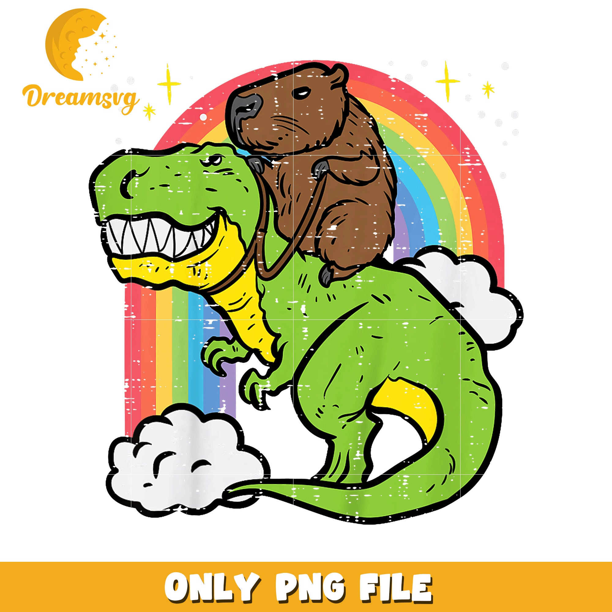 Capybara Riding Eagle Capybara Riding T Rex Rainbow PNG – DreamSVG Store