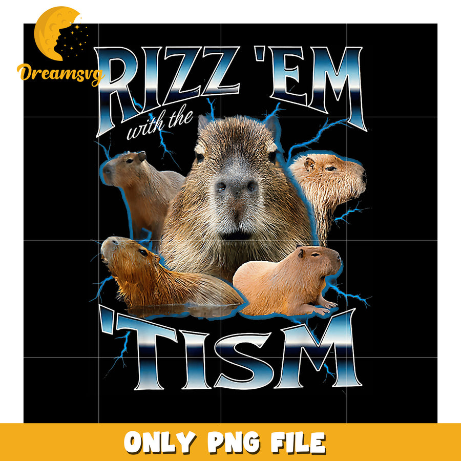 Capybara Rizz Em Tism PNG Design