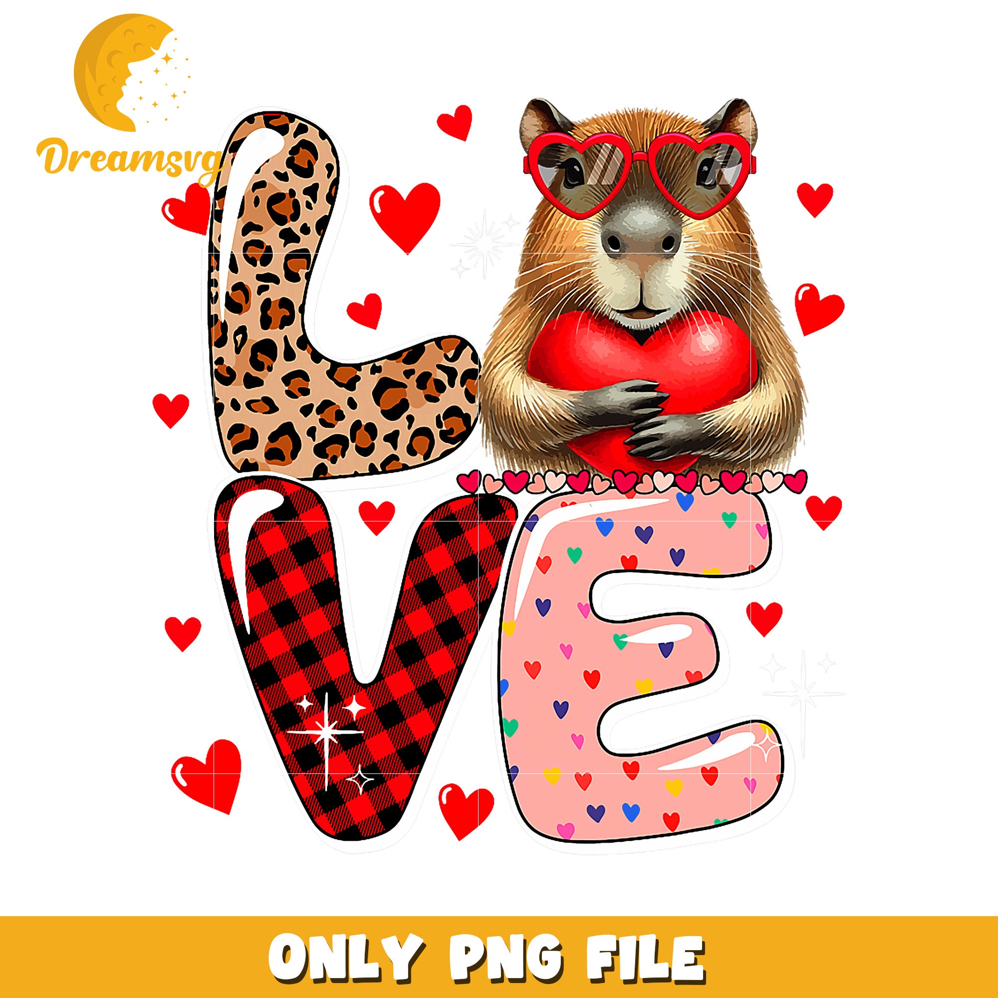 Capybara Valentine's Day PNG Love Design – DreamSVG Store