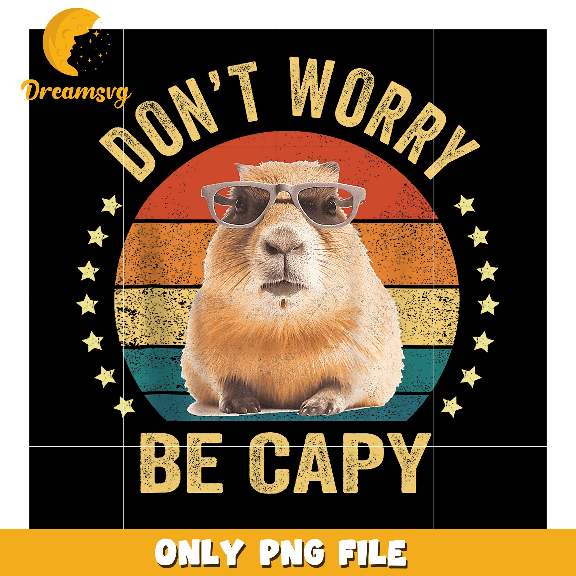 Capybara Vintage Retro PNG Design Dont Worry Be Capy