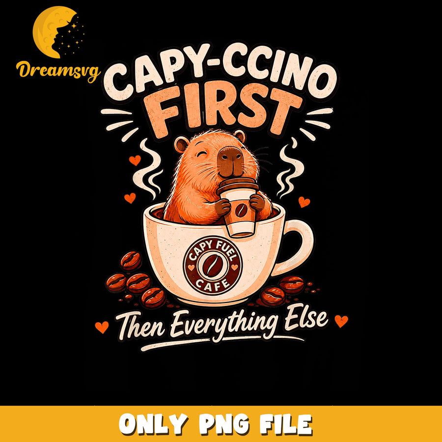 Capybara Coffee PNG, Cafe Life Design, Funny Quote PNG