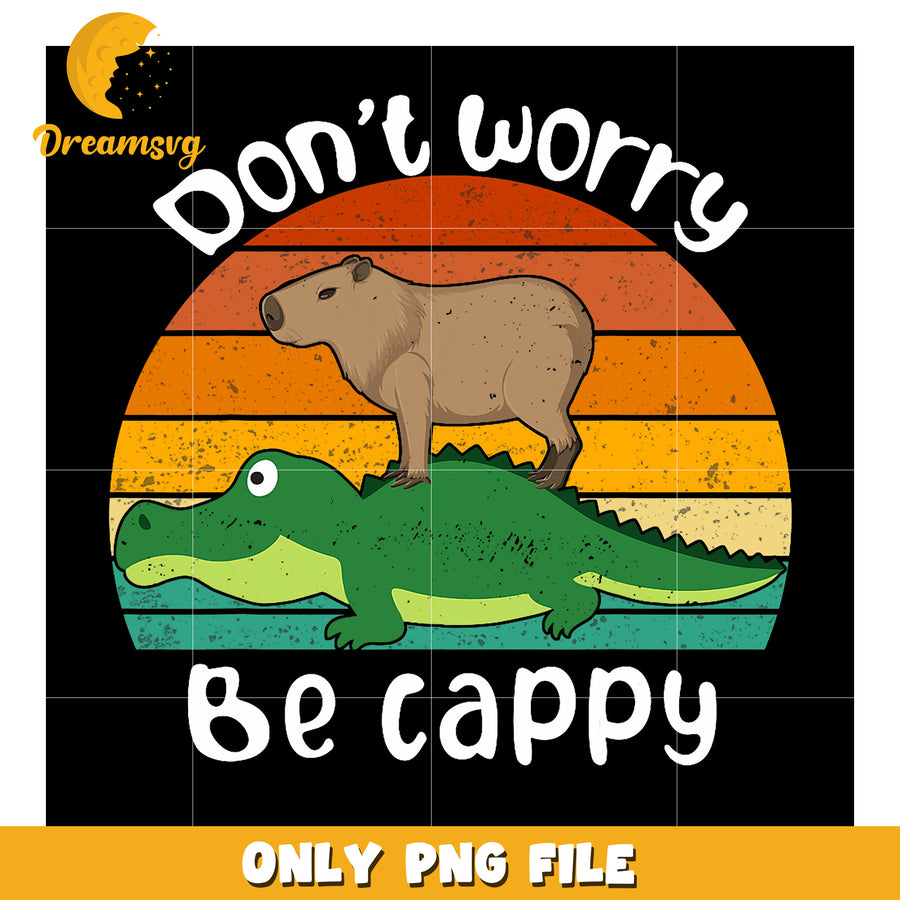 Capybara on Alligator Retro PNG