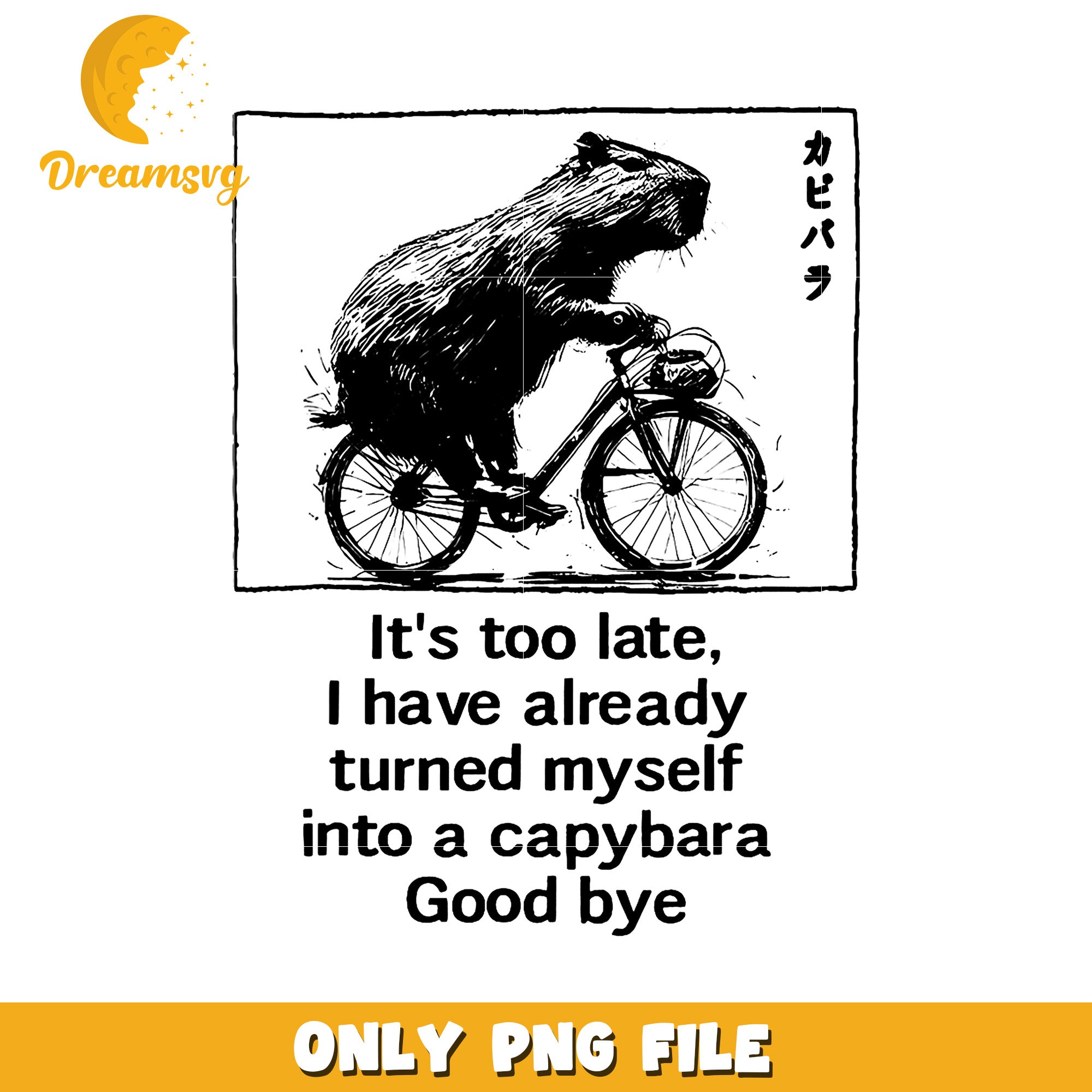 Capybara on Bike PNG Funny Animal Illustration