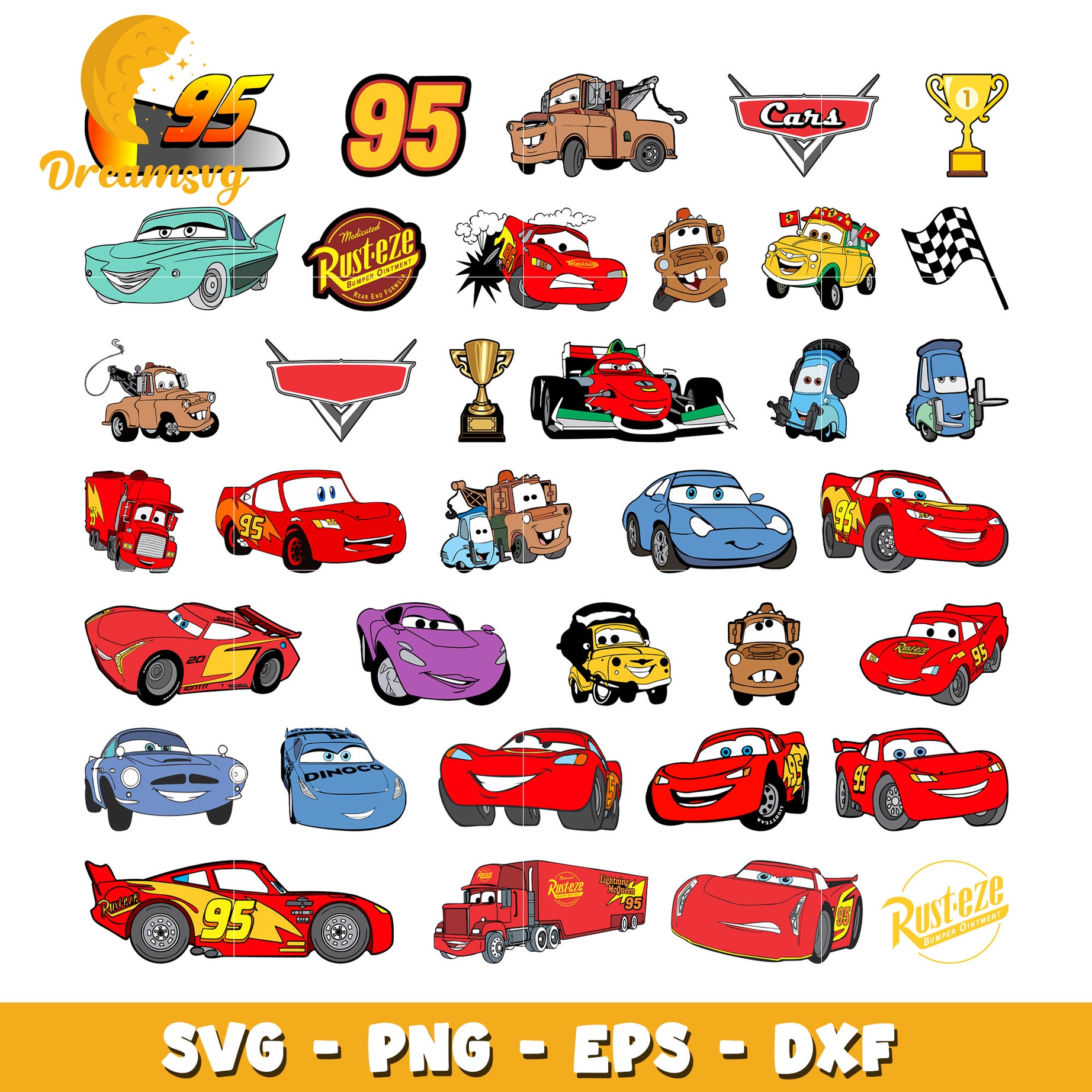 Disney car mcqueen design bundle svg, lightning mcqueen svg