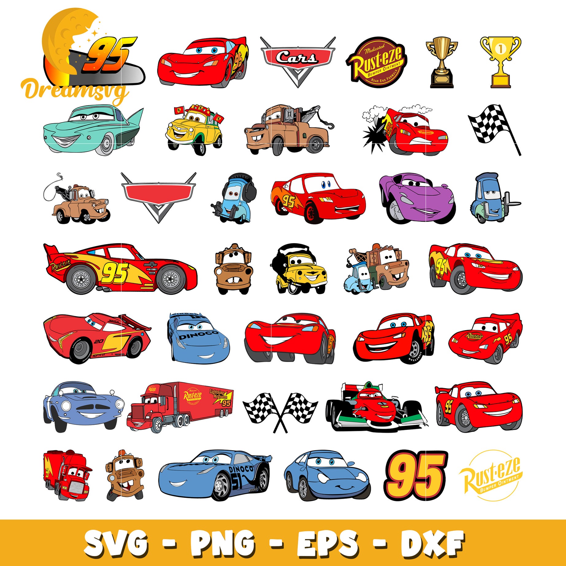 Members disney cars design bundle svg, disney pixar cars​ svg