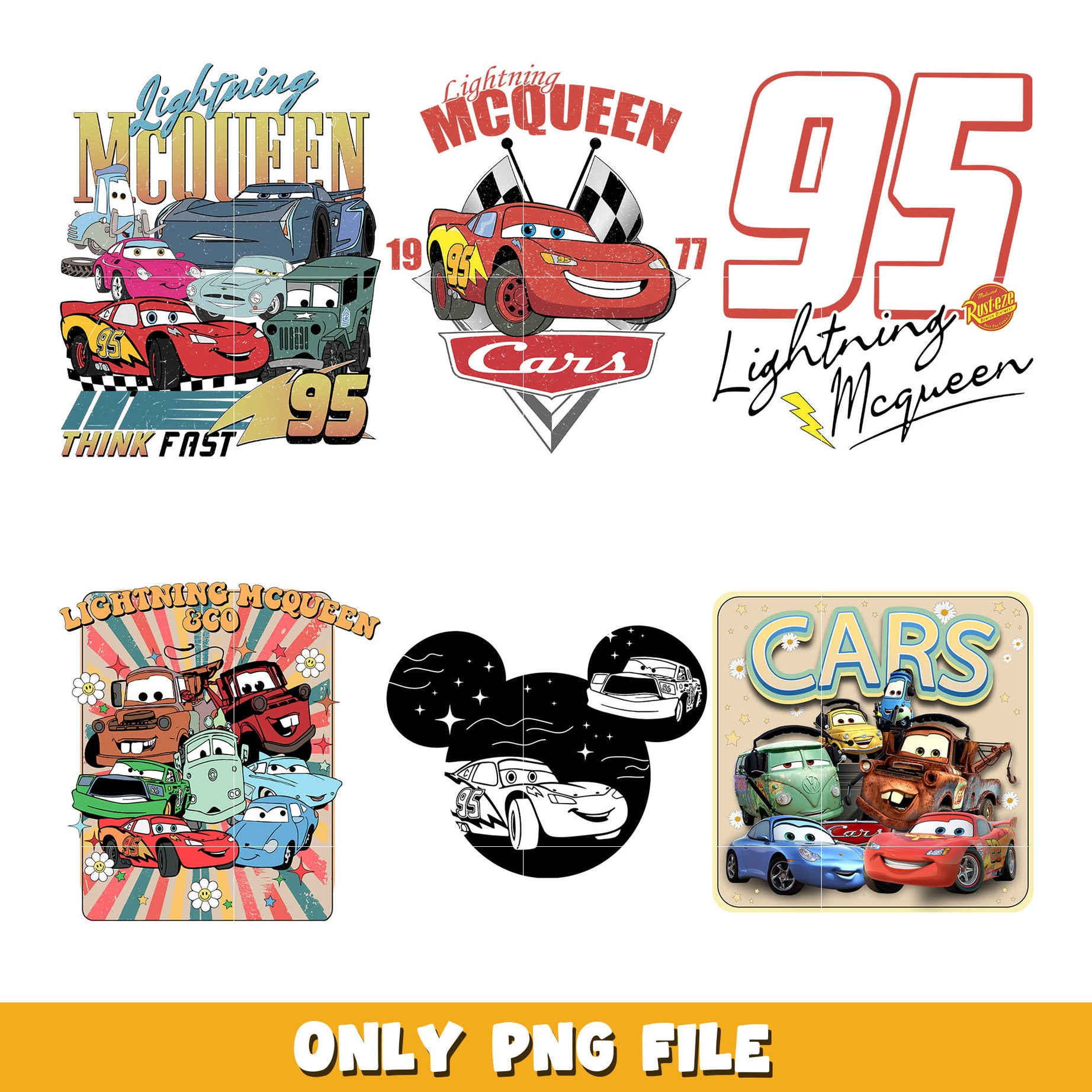 Disney mcqueen car 95 png bundle, Disney svg