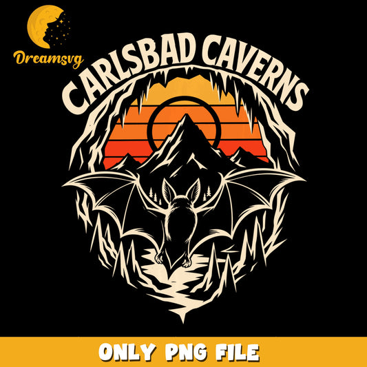 Carlsbad Caverns Bat Cave Retro Sunset PNG, National Park, Vintage PNG