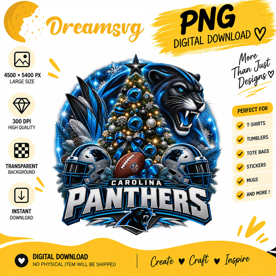 Carolina Panthers Christmas PNG, Cute Craft Clipart File