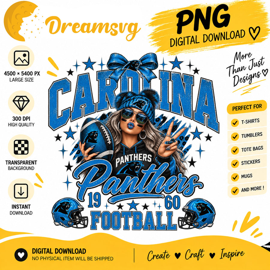 Carolina Panthers Coquette Bow NFL Football 1960 PNG
