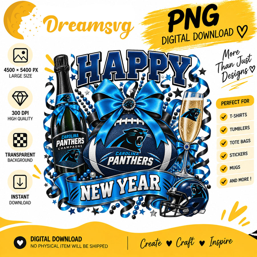 Carolina Panthers Happy New Year PNG, Craft File Design v16