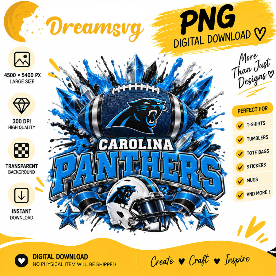 Carolina Panthers NFL Football Helmet Crystal Splash PNG