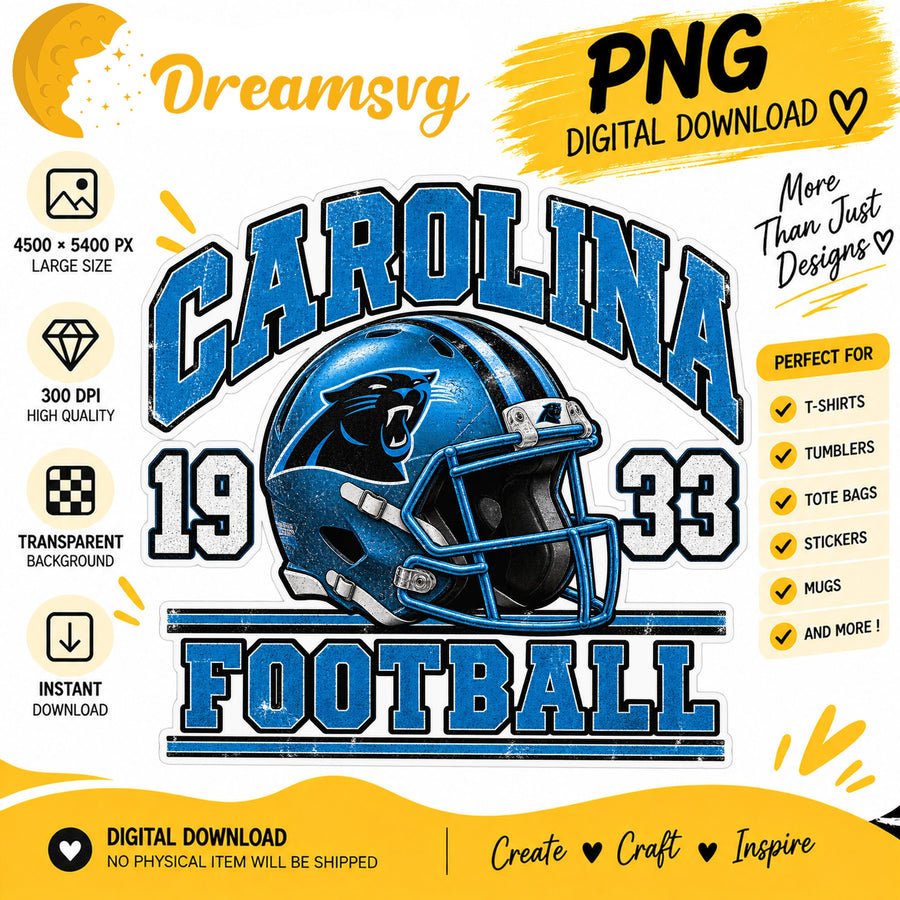 Carolina Panthers Vintage Grunge Football Helmet 1933 PNG