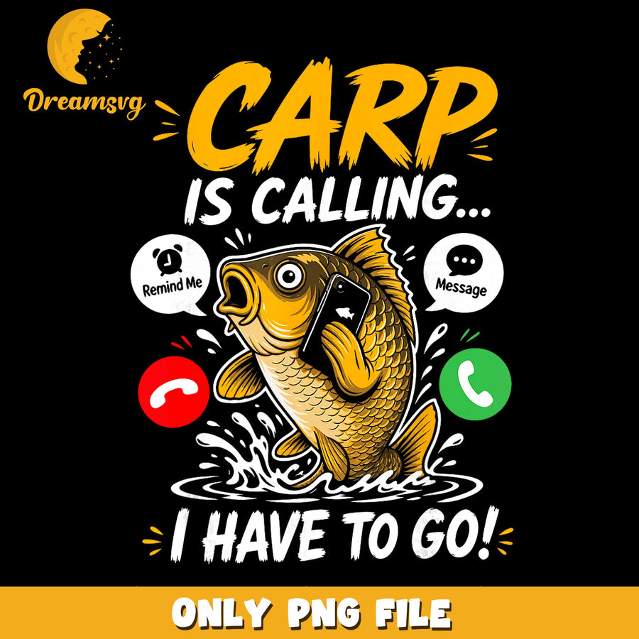 Carp Is Calling PNG, Funny Fish Art, Humorous Design