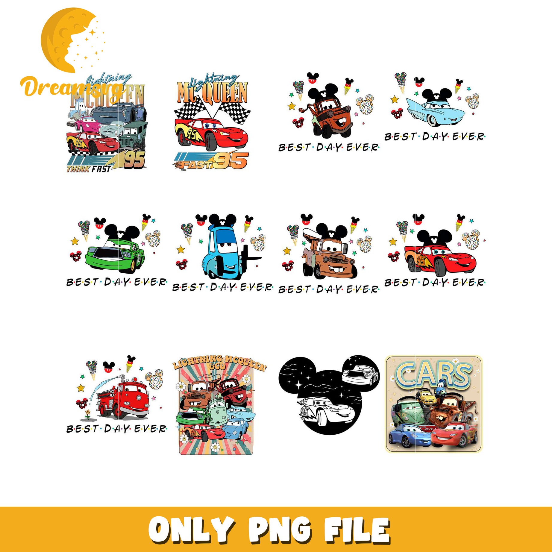 Cars Disney Bundle PNG Sublimation