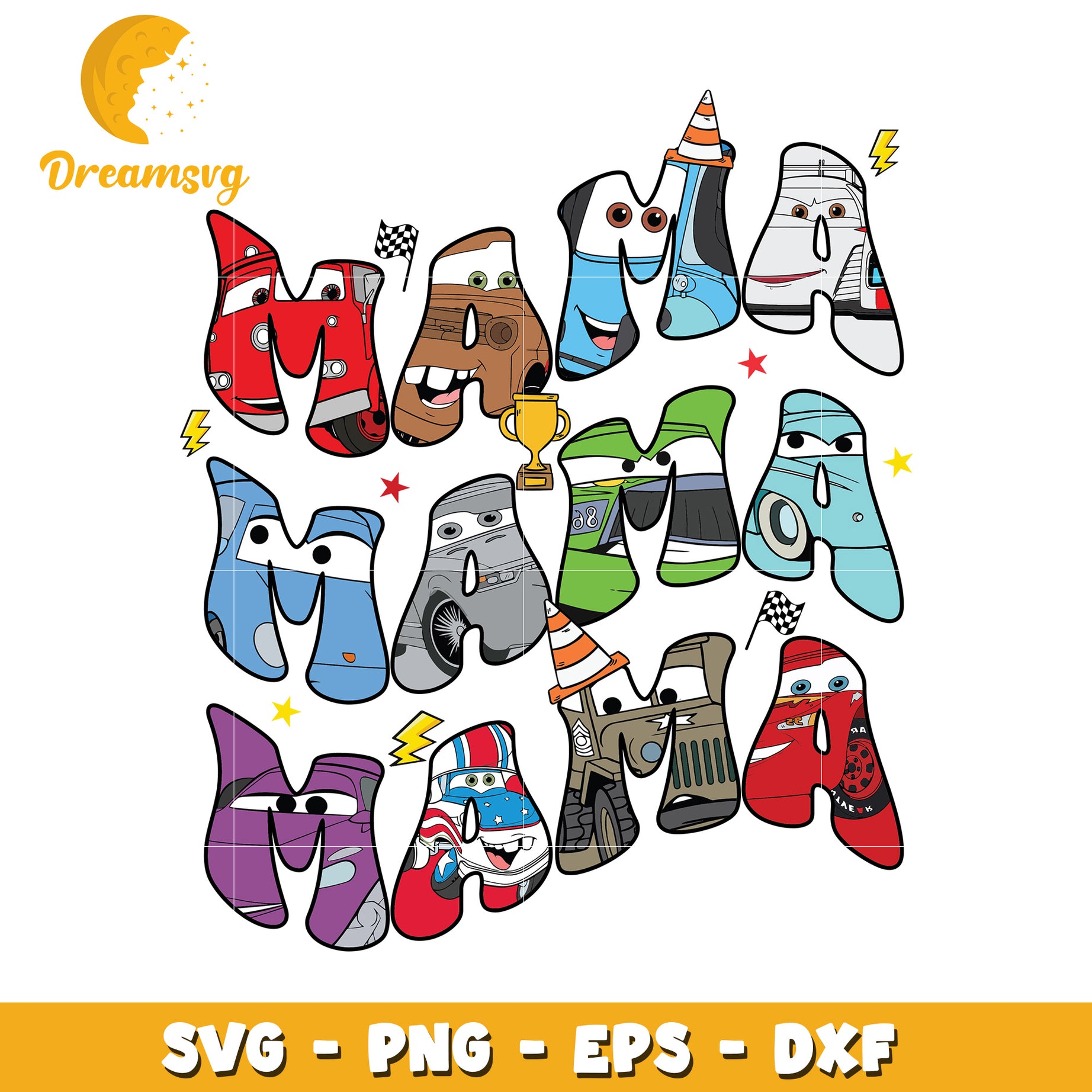 Cars Mama SVG PNG EPS DXF Cut Files