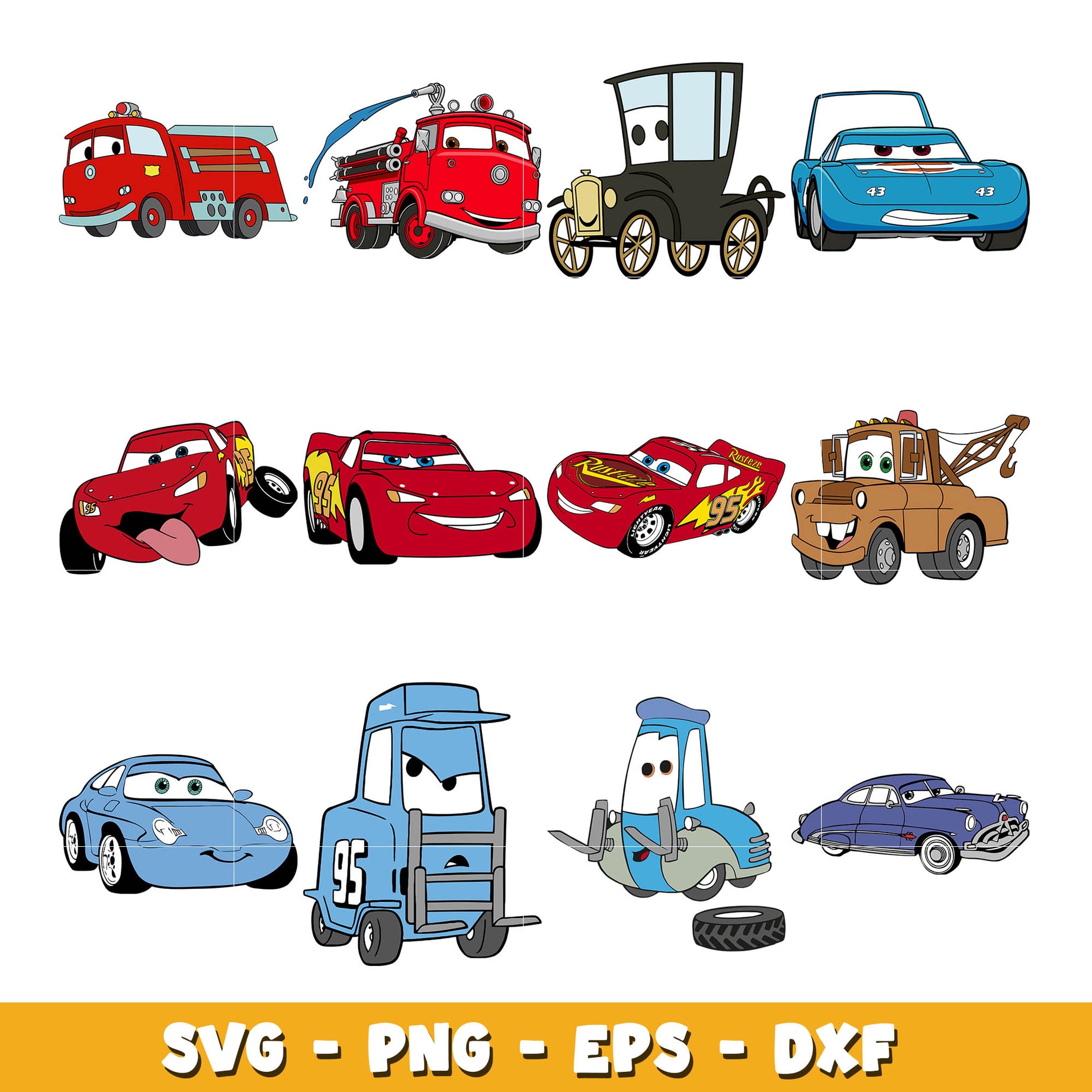 Disney lightning car svg bundle, Disney car svg, Disney svg