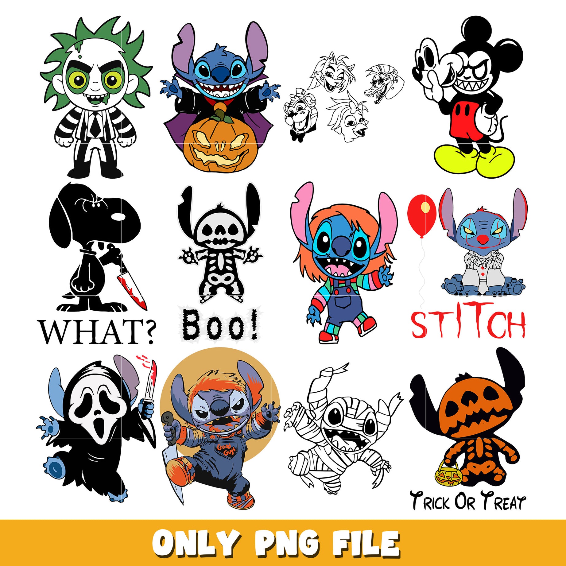 Halloween Jack Skeleton Christmas bundle png,  Disney cartoon png, Digital download 