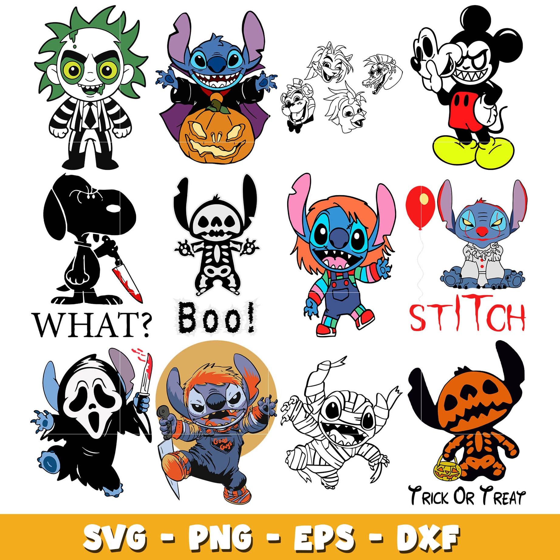 Disney horror stitch svg bundle, Disney halloween svg, Disney svg