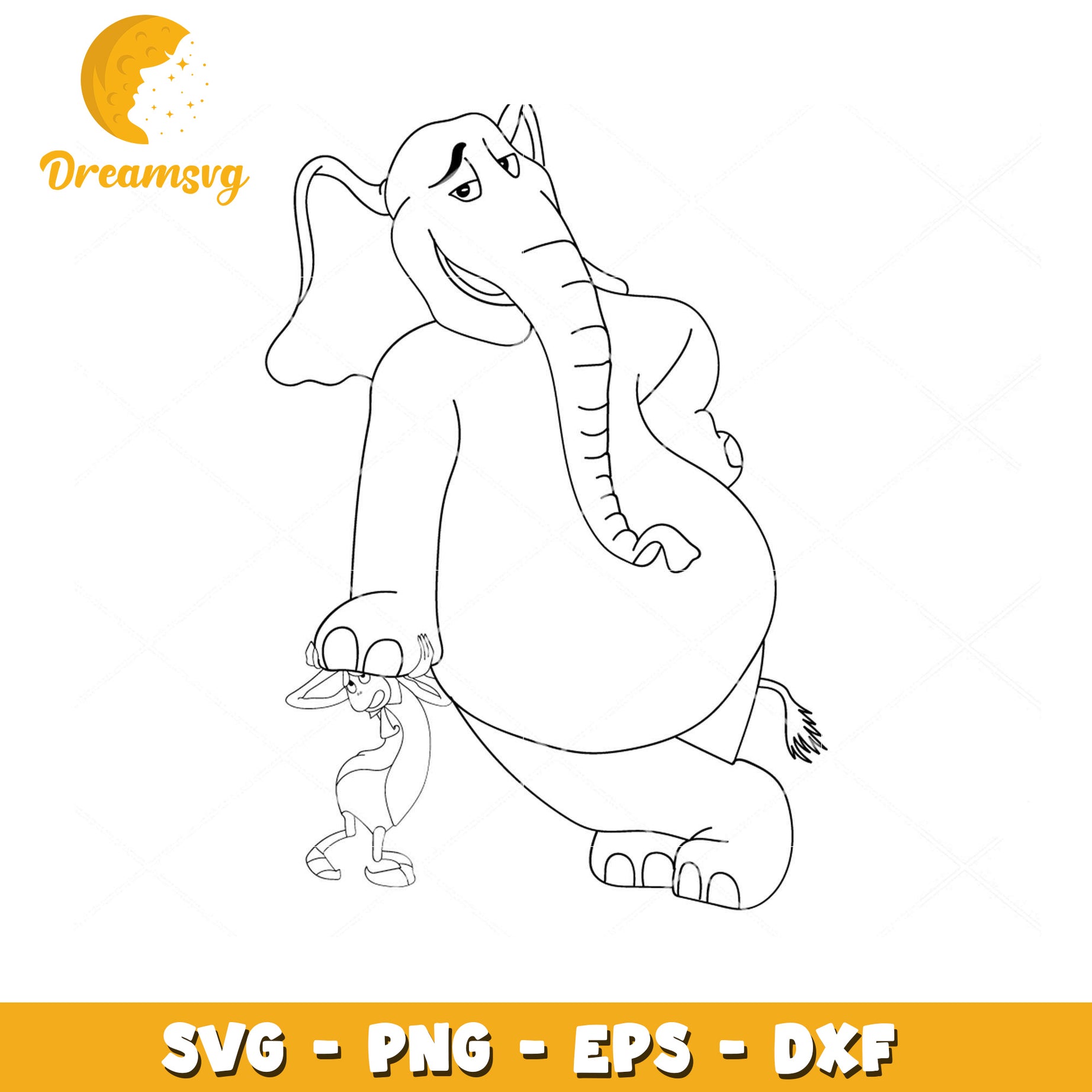 Cartoon Elephant SVG Coloring Page