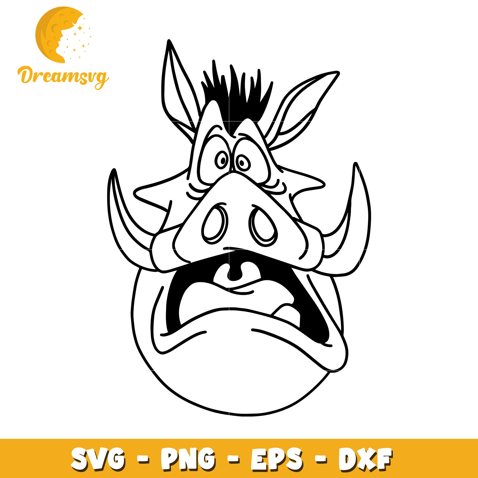Cartoon Warthog SVG PNG EPS DXF Cut File