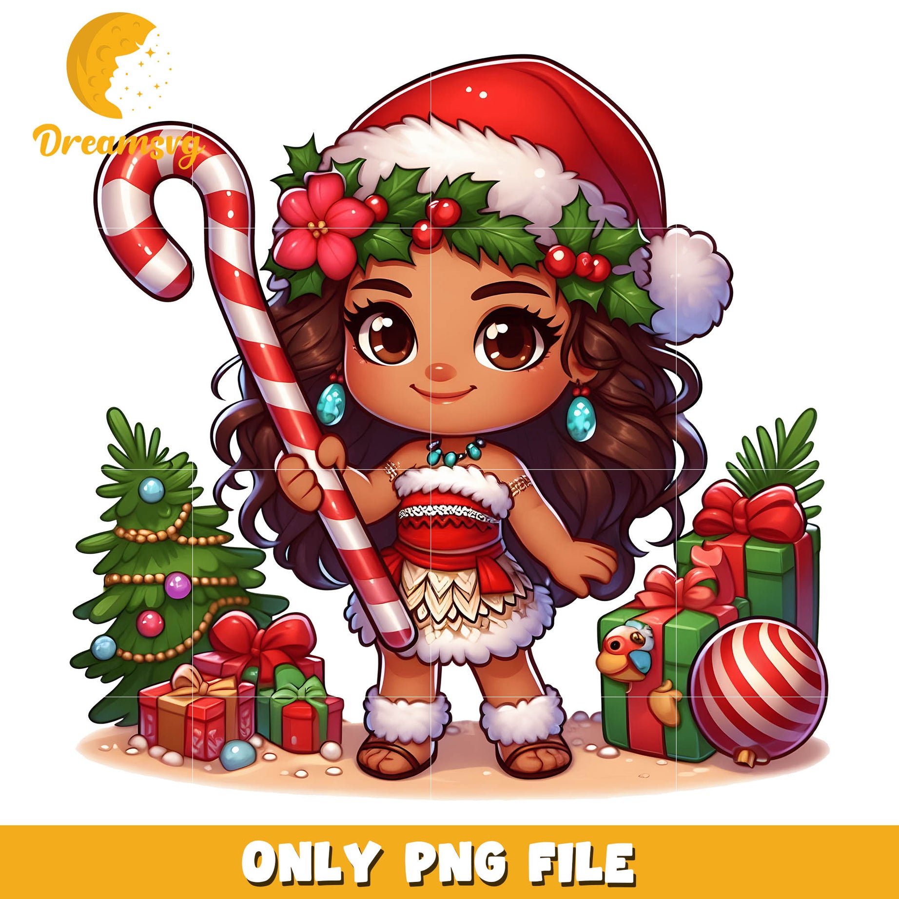 Cartoon girl hold candy christmas png, hard candy christmas png