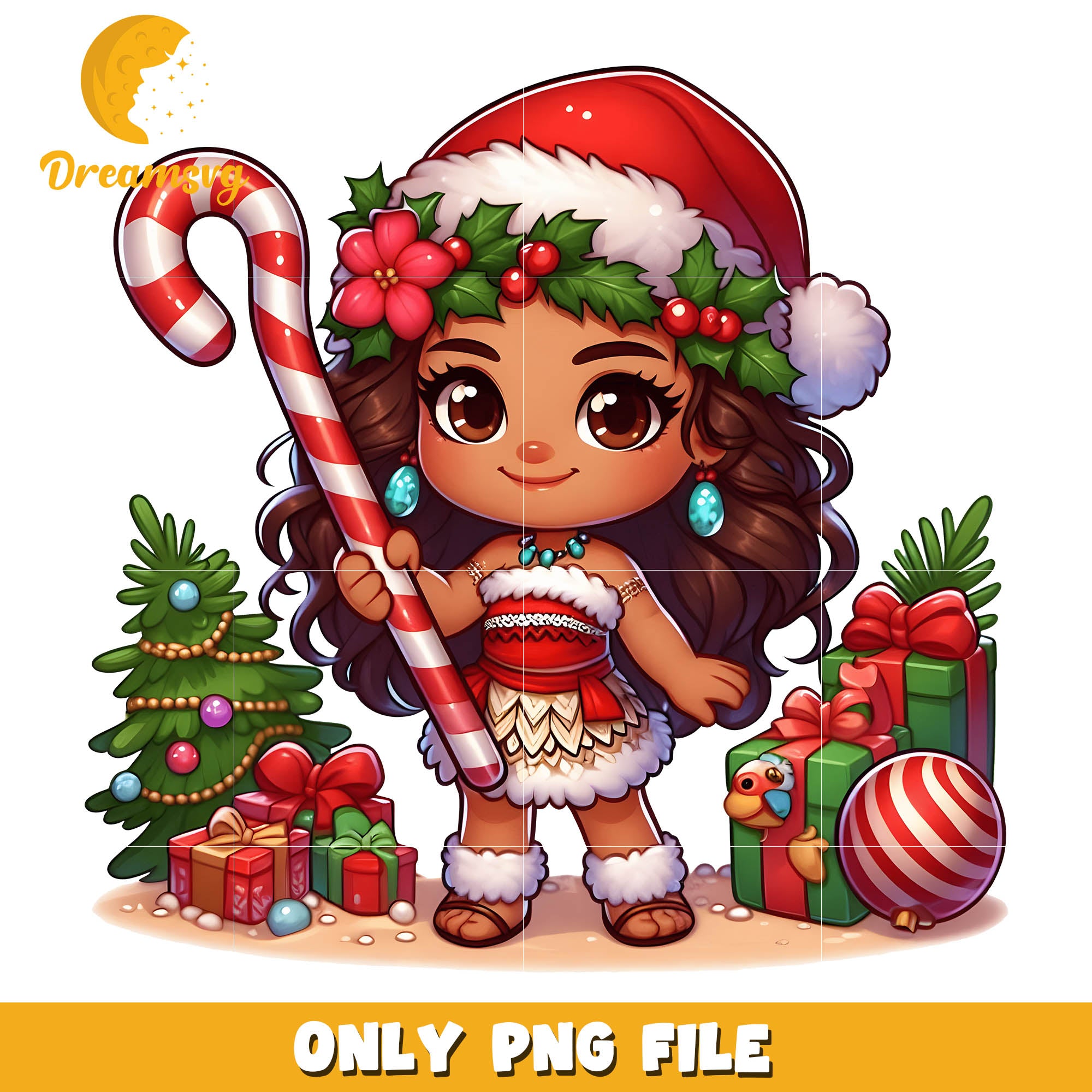 Cartoon girl hold candy christmas png, hard candy christmas png