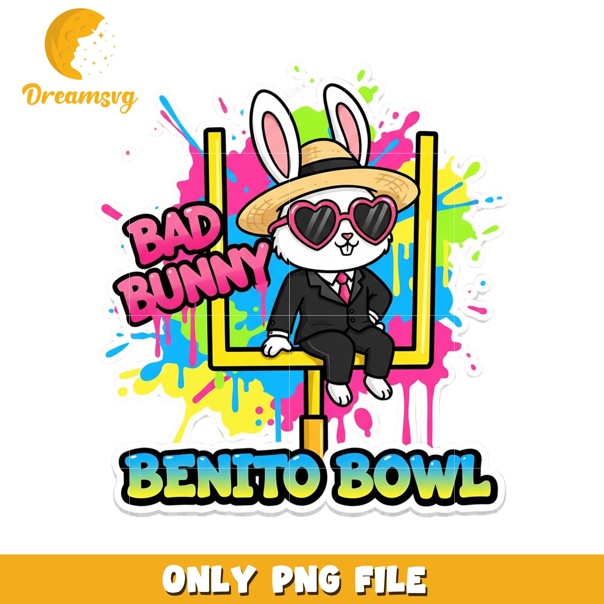 Cartoon bad bunny png, super bowl merch png, nfl season png