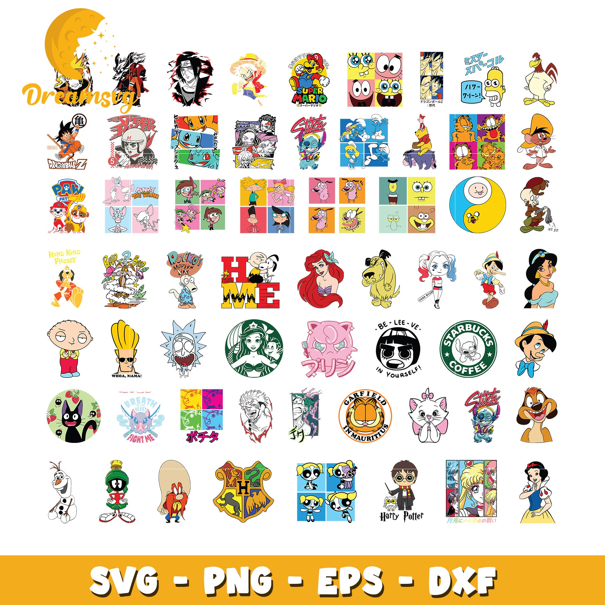 Cartoon popular character design bundle svg, cartoon​ svg