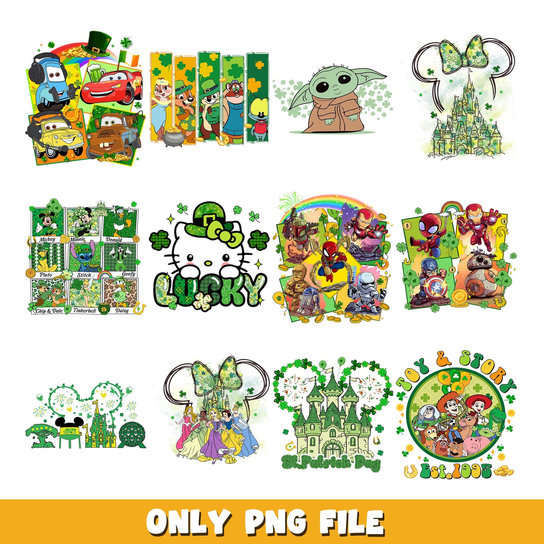 St Patricks Day png, Disney bundle png, cartoon png 