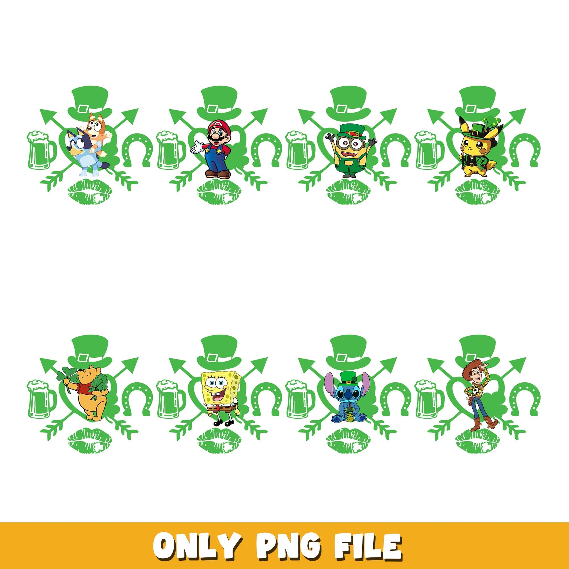 Disney Patrick's Day png,  Disney bundle png, cartoon png 