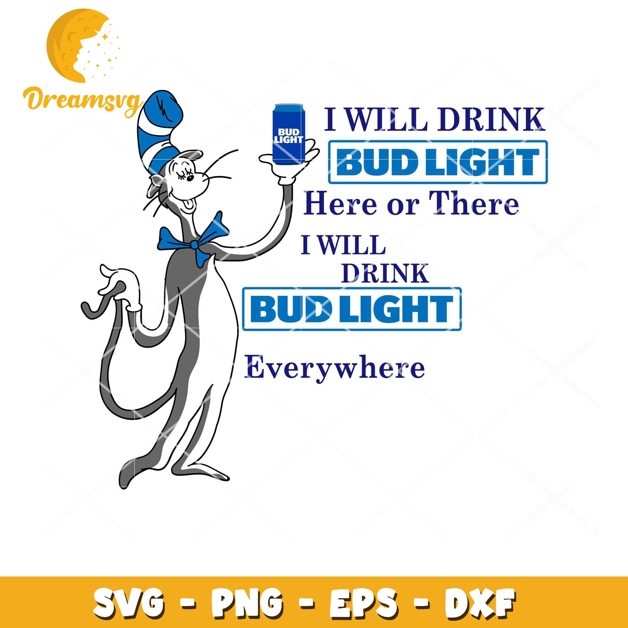 Cat Bud Light SVG Drink Design