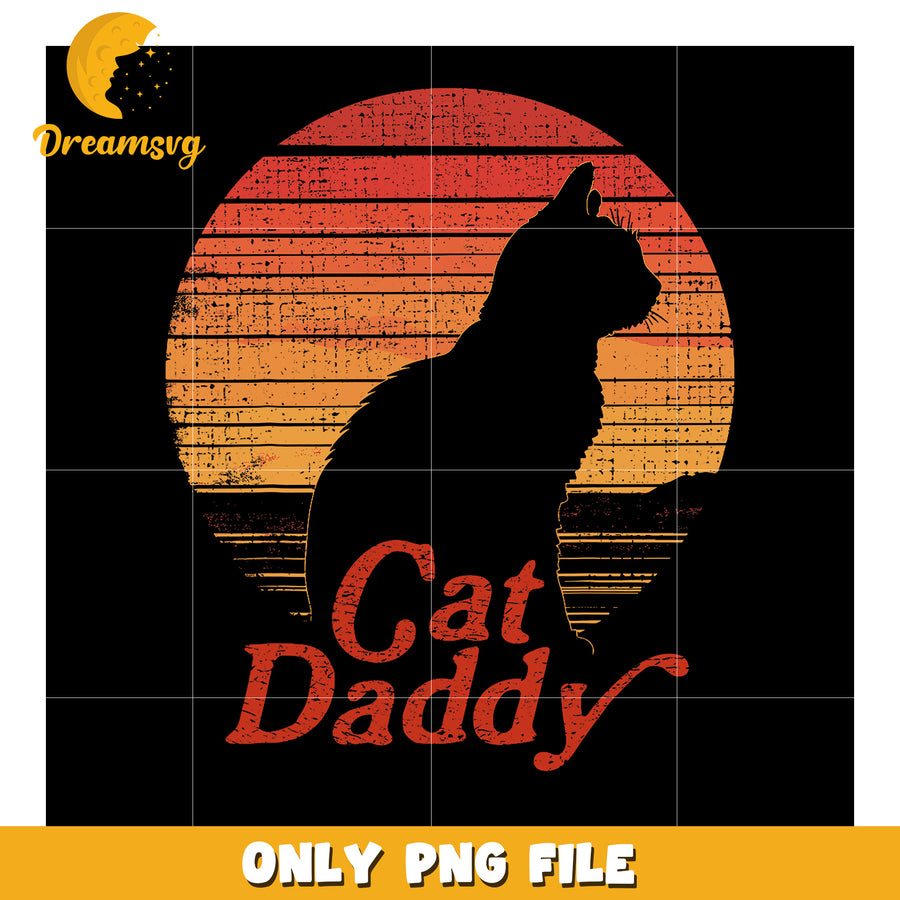 Cat Daddy Retro Sunset PNG Design