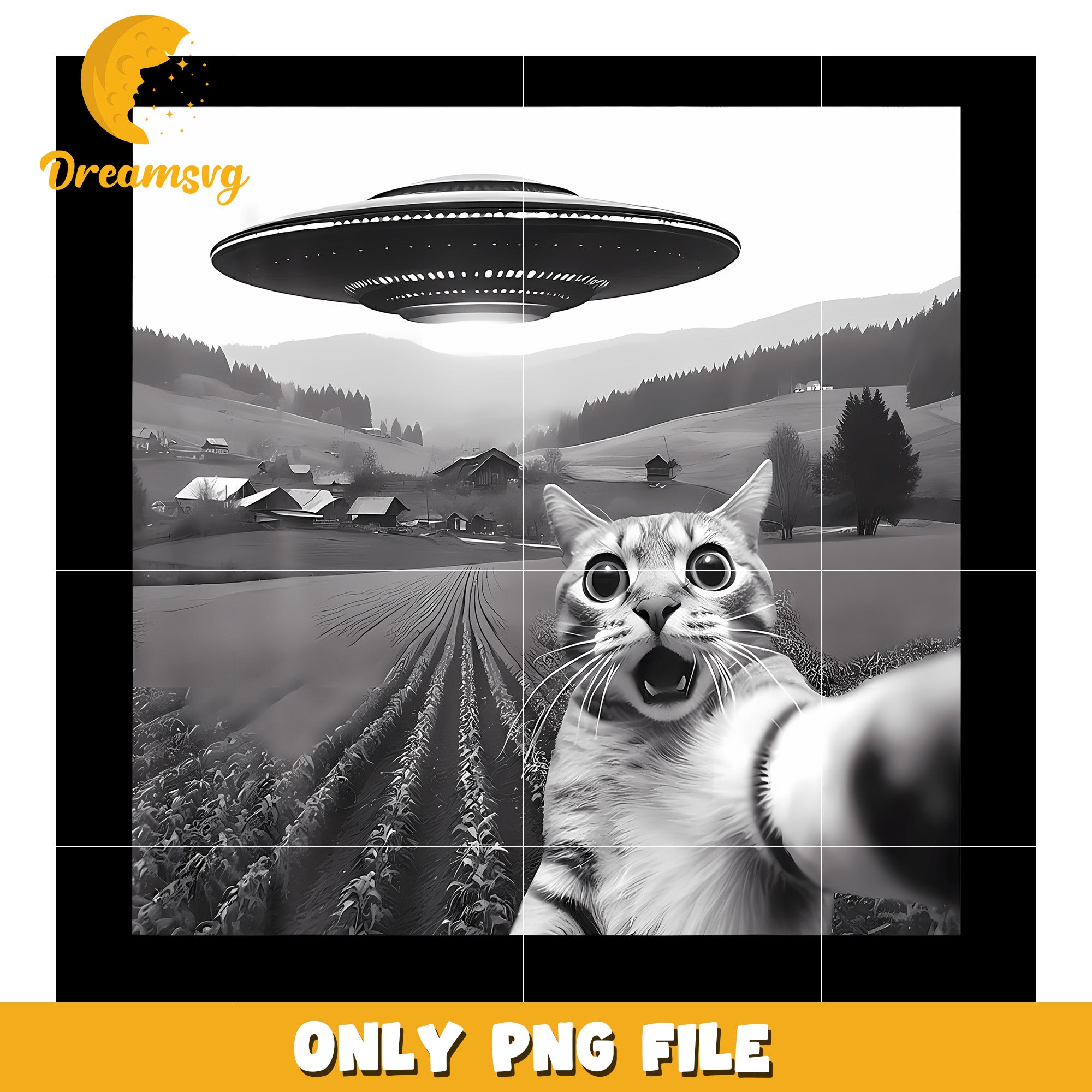 Cat Selfie With Alien Ufo Funny png, halloween season png, halloween era png