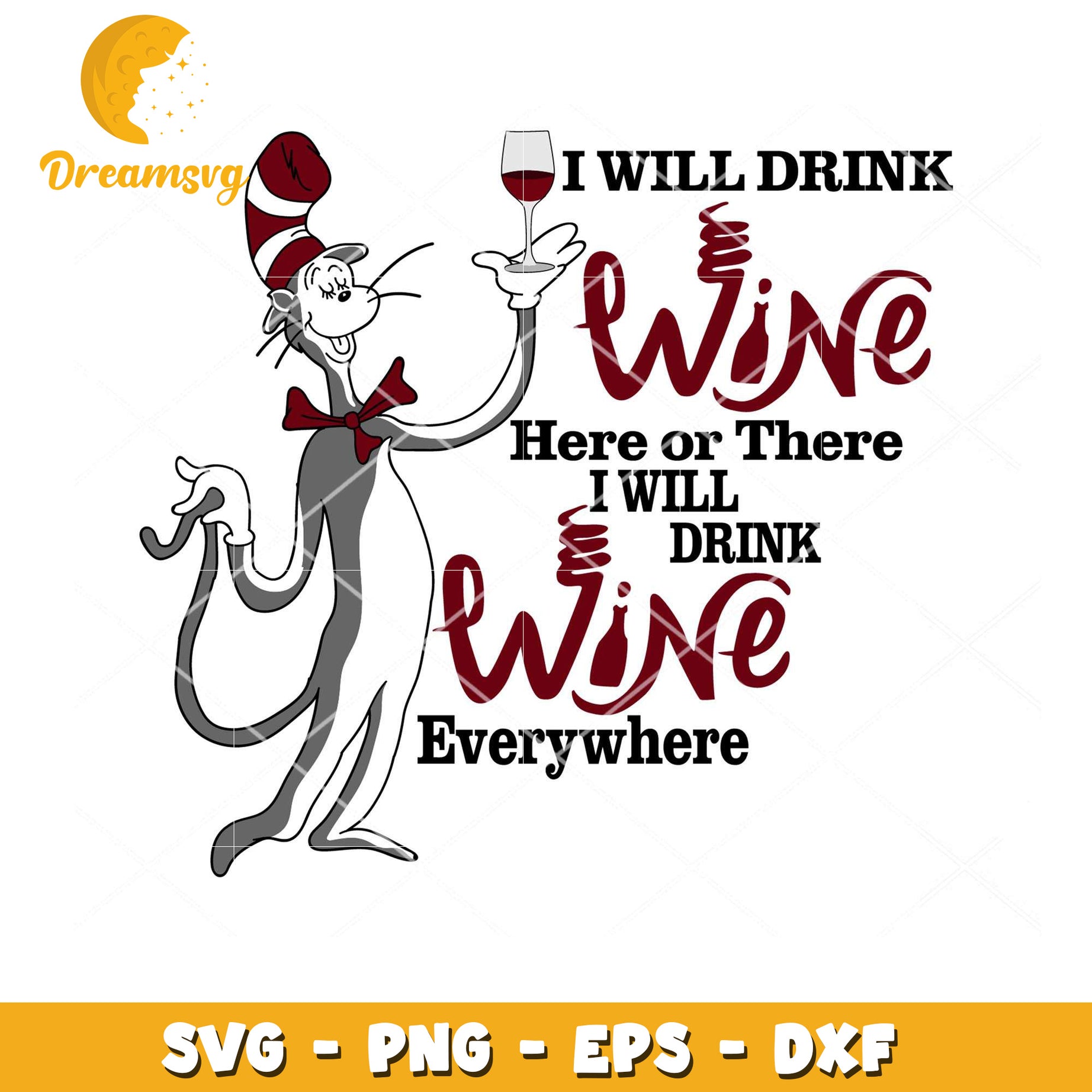 Cat Wine SVG Cut File