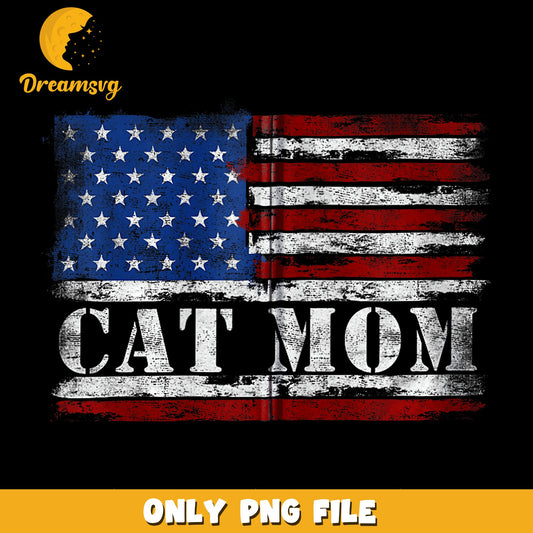 Cat Mom American Flag PNG, Distressed USA Patriotic, 4th Of July PNG