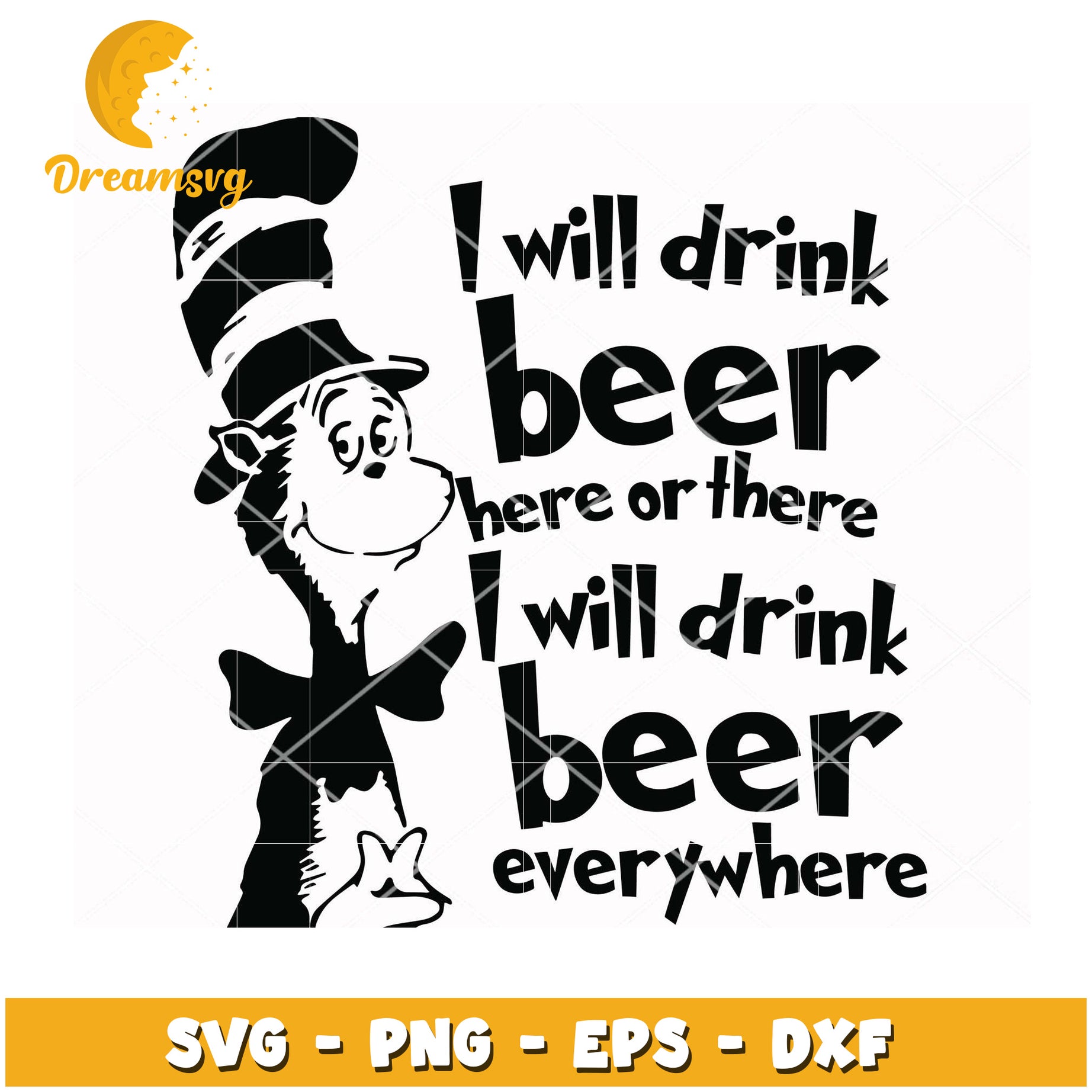 Cat in Hat Beer SVG Design