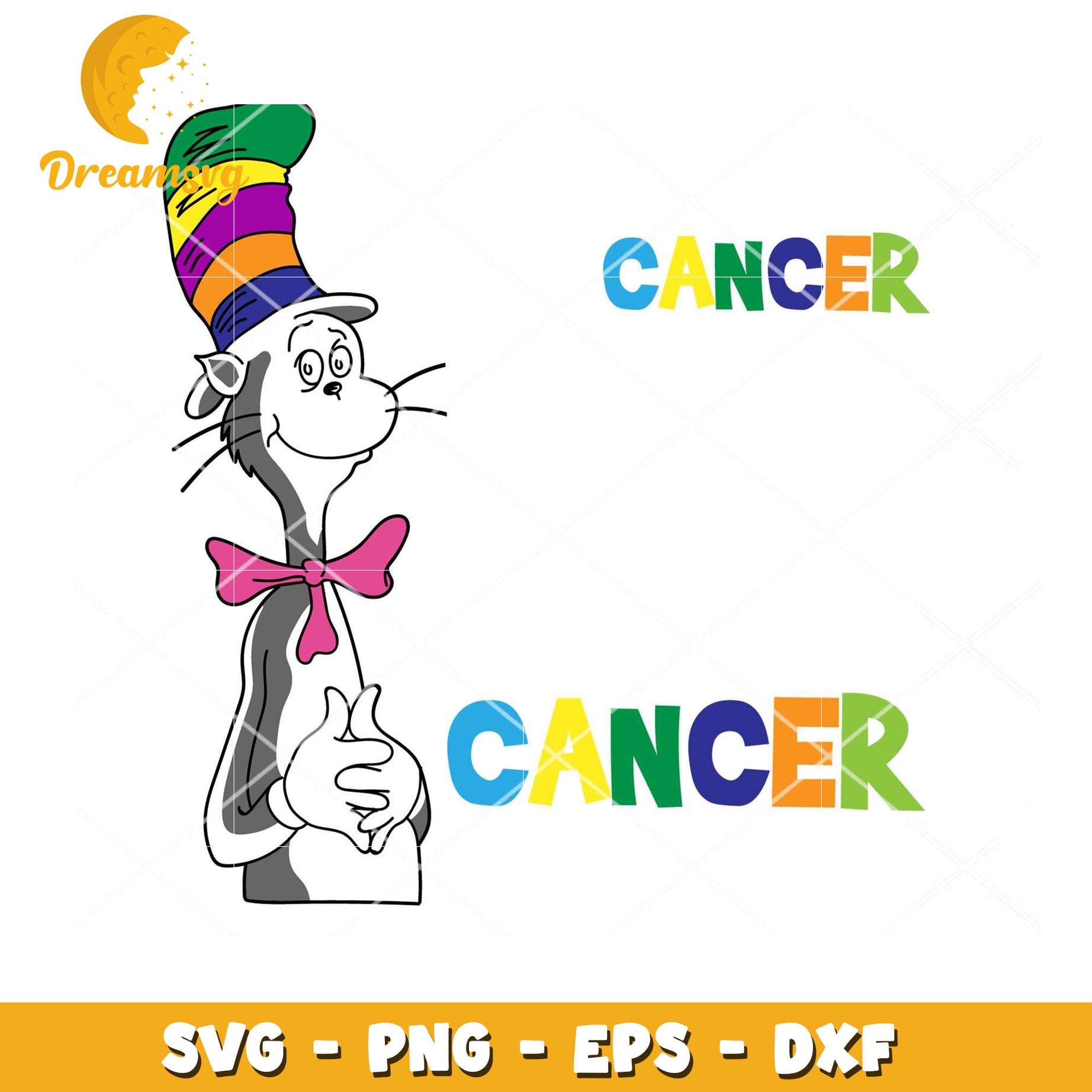 Cat in Hat Cancer SVG Cut File