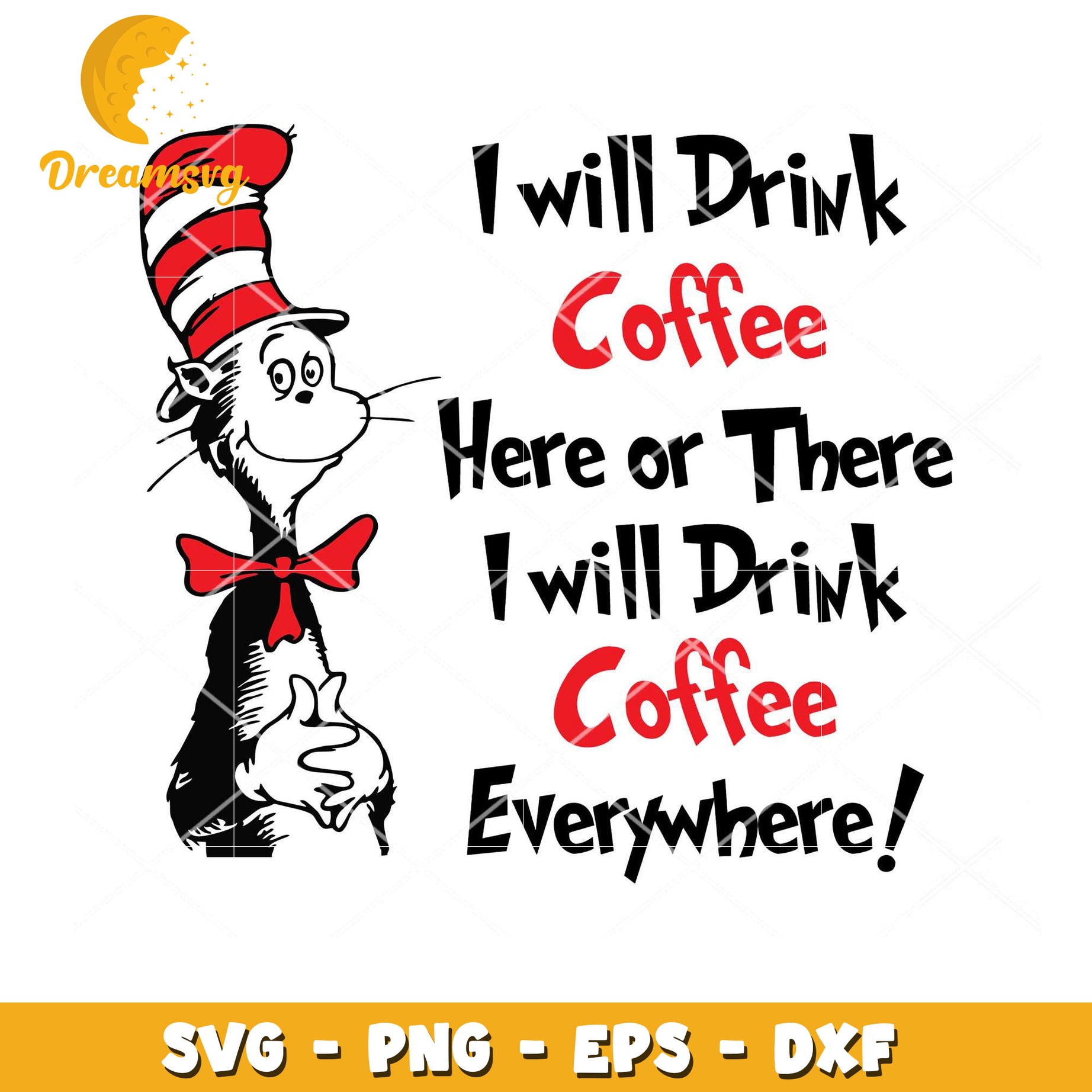 Cat in Hat Coffee SVG Cut File