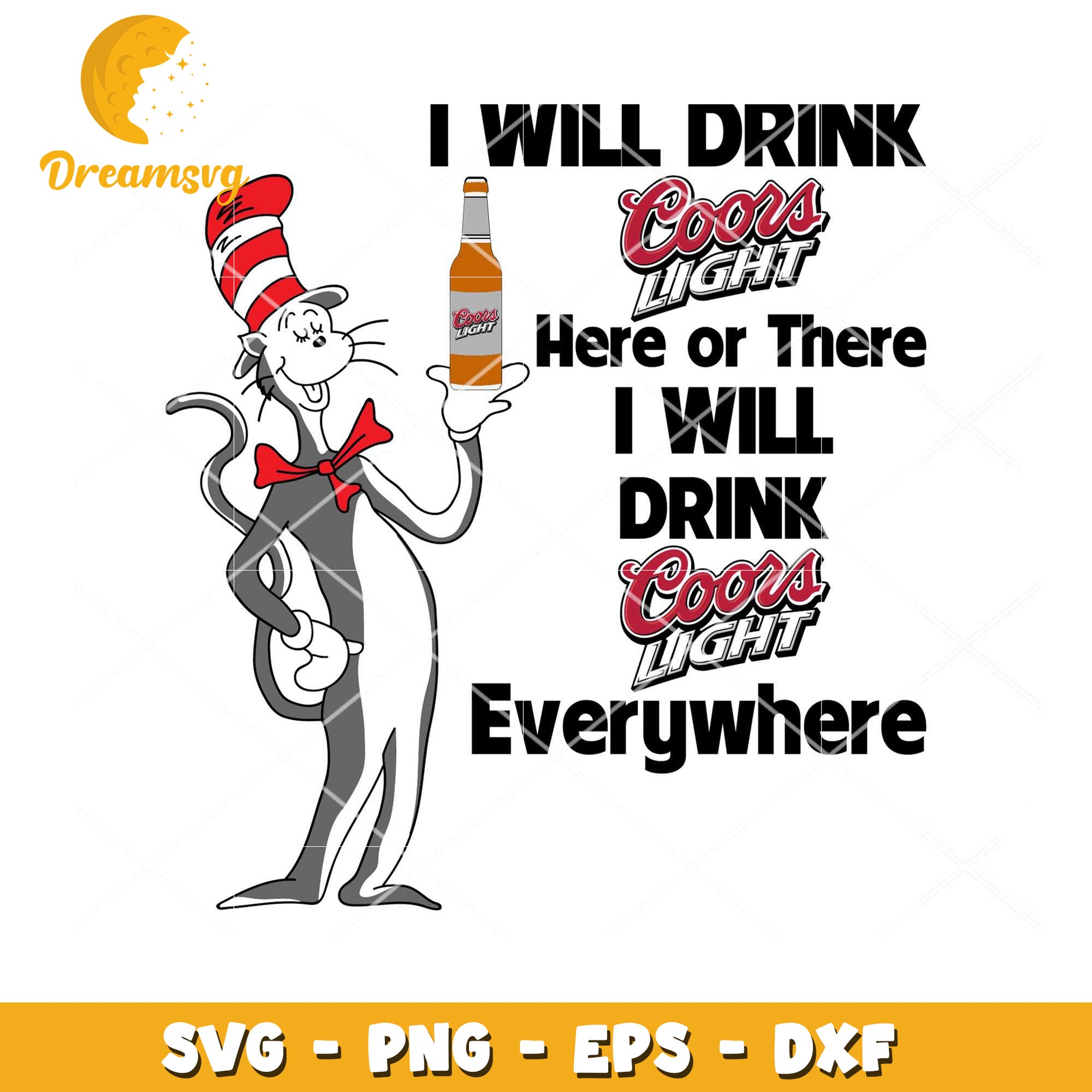 Cat in Hat Coors Light SVG Design