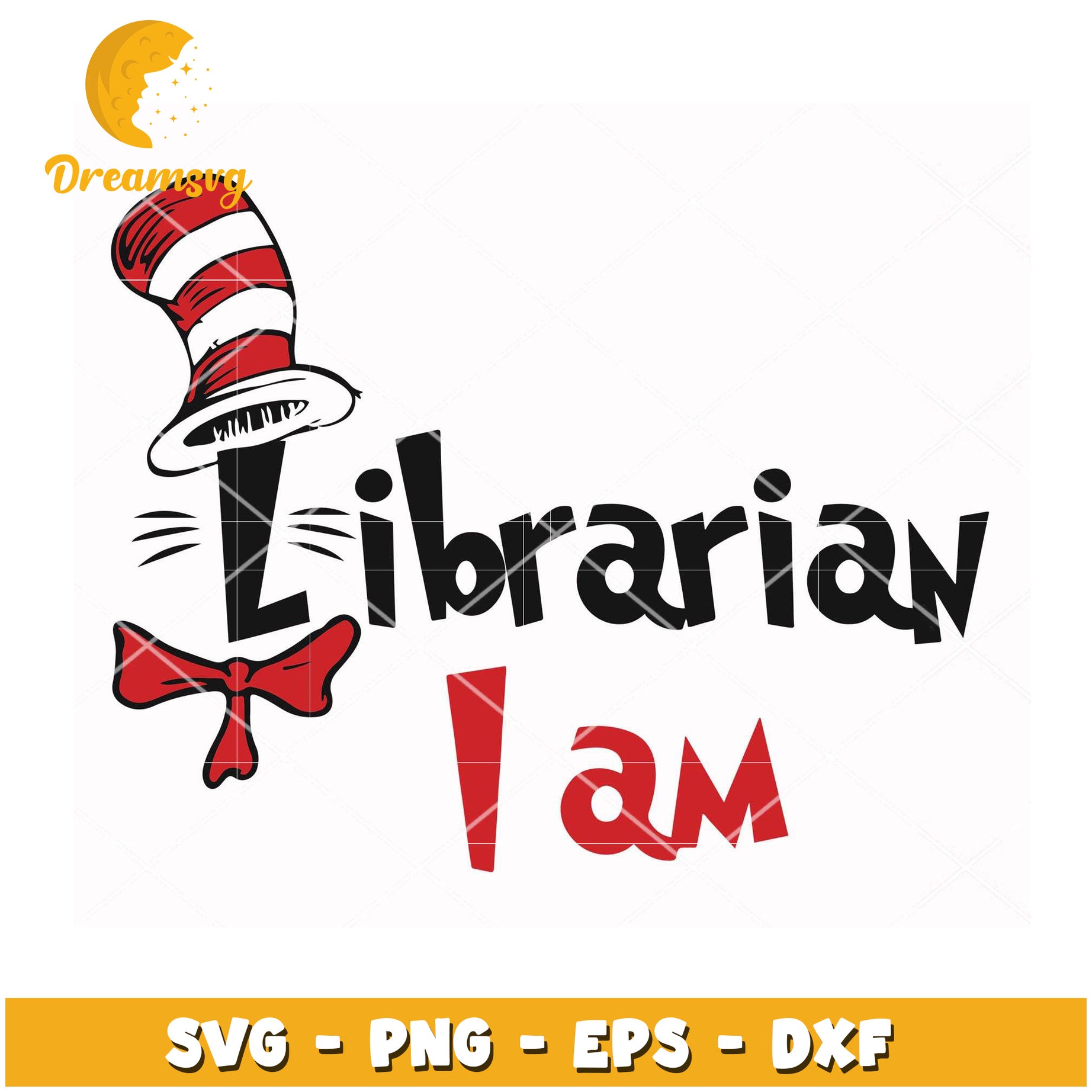 Cat in Hat Librarian SVG Cut File