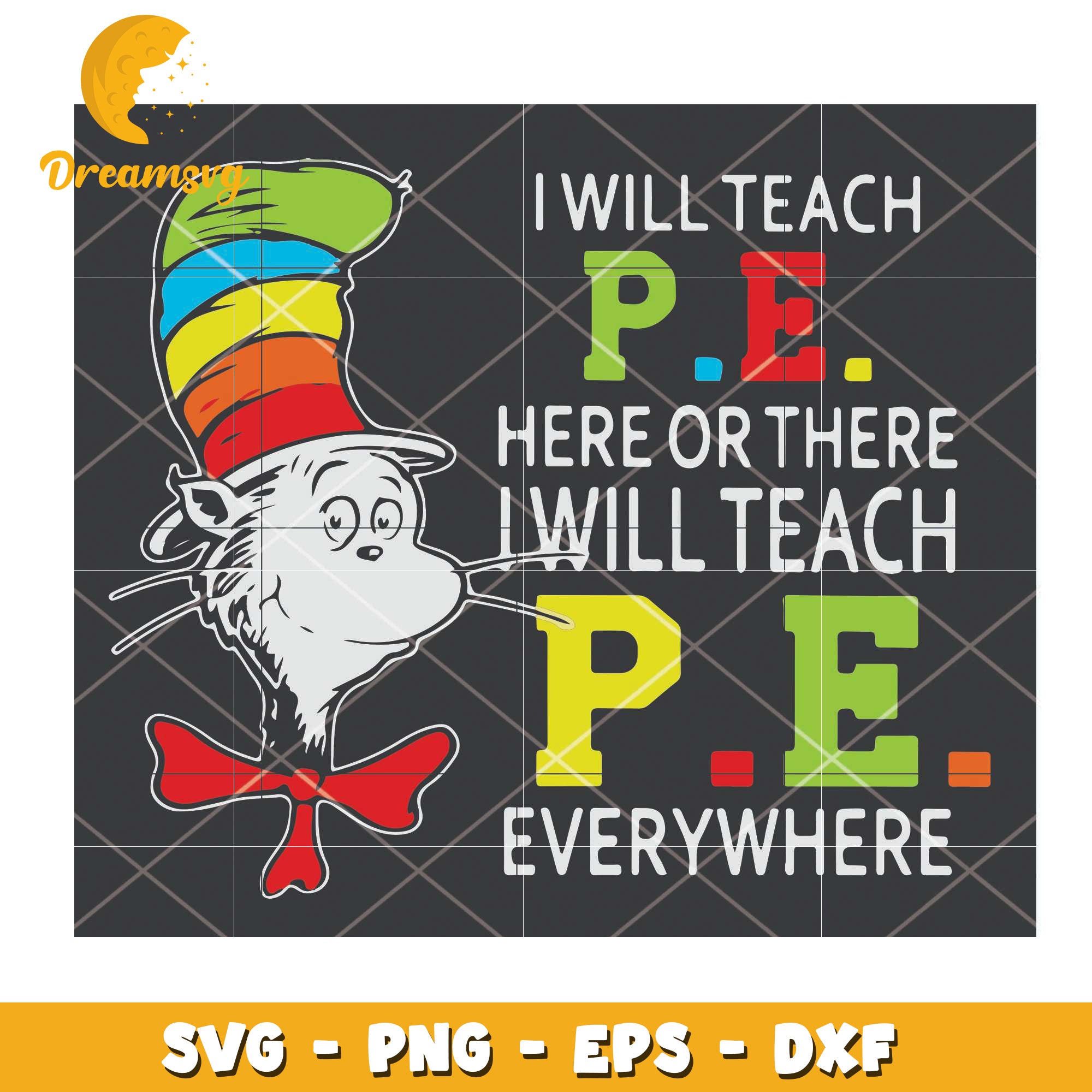 Cat in Hat PE Teacher SVG