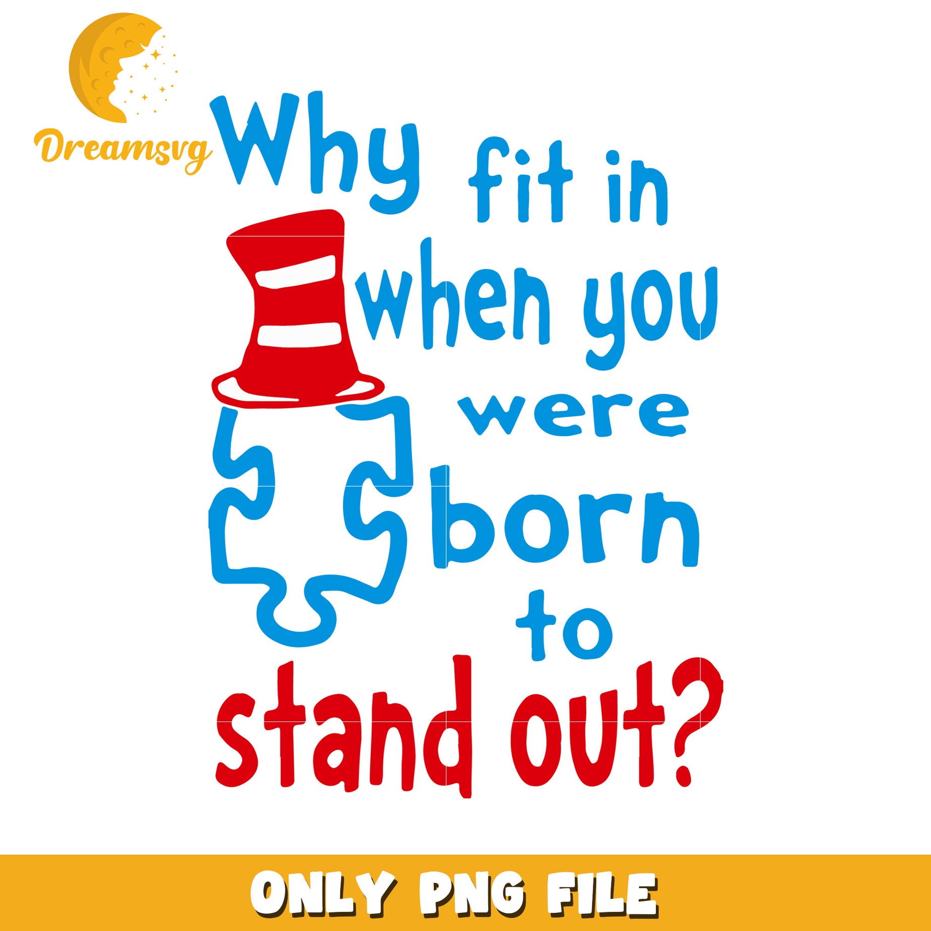 Cat in Hat Puzzle PNG Stand Out Design