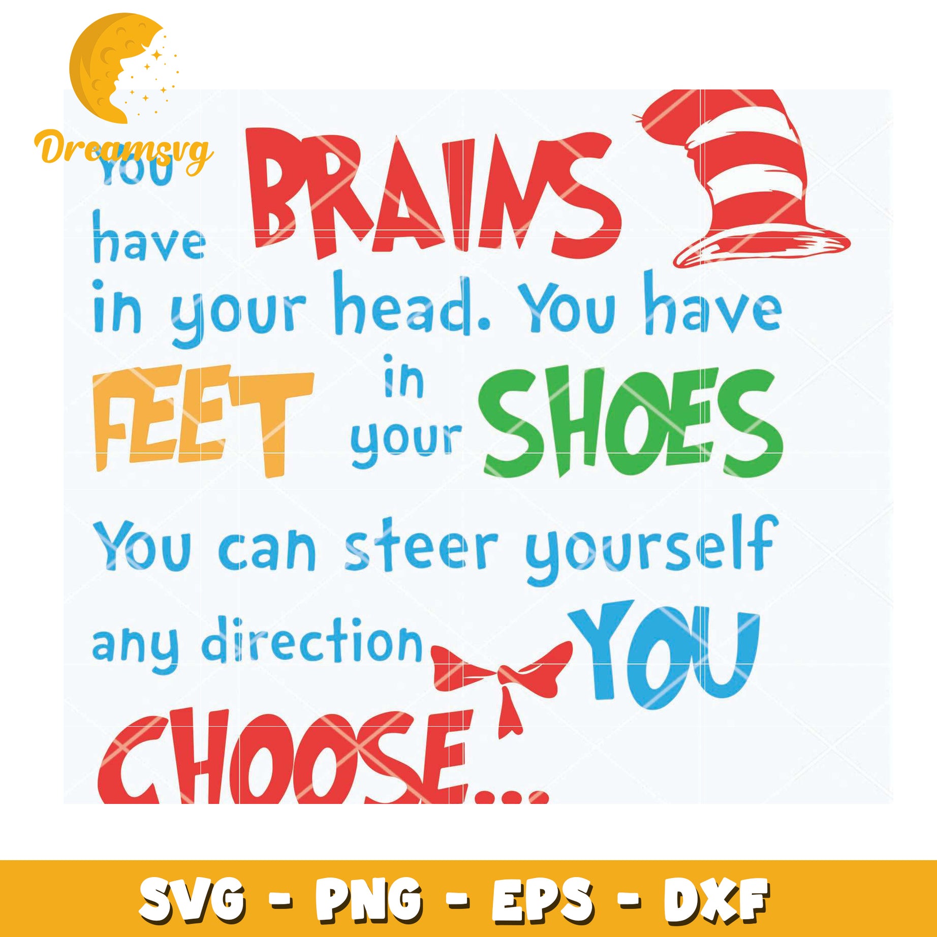 Cat in Hat SVG Brains Feet Design