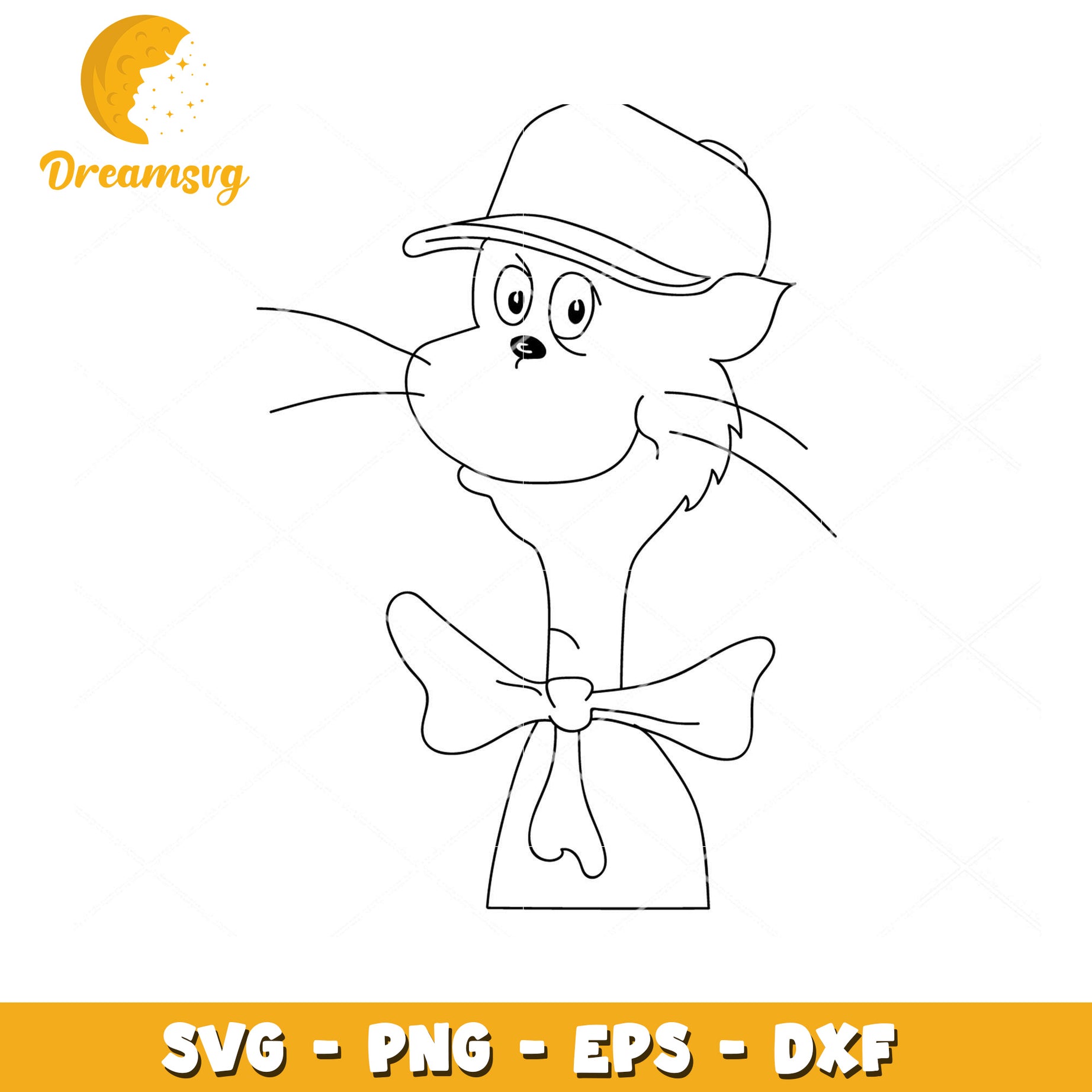 Cat in Hat SVG Coloring Page