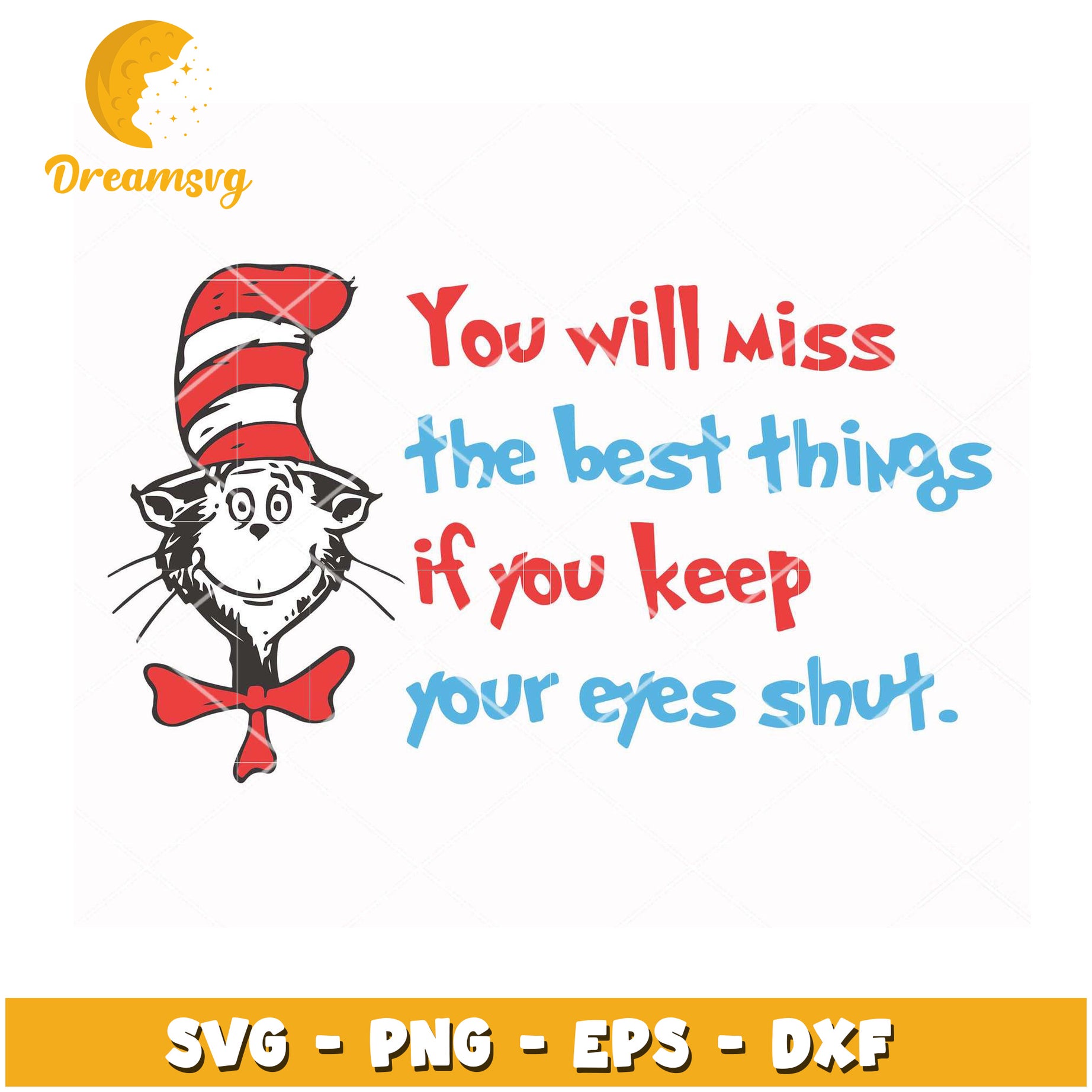 Cat in Hat SVG Eyes Shut Quote