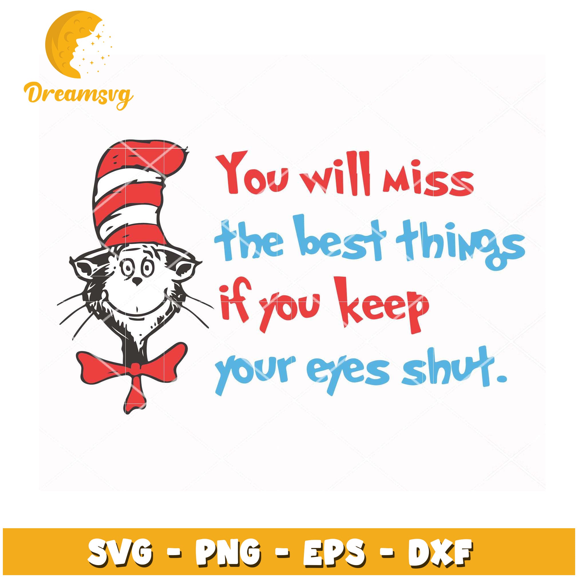 Cat in Hat SVG Eyes Shut Quote