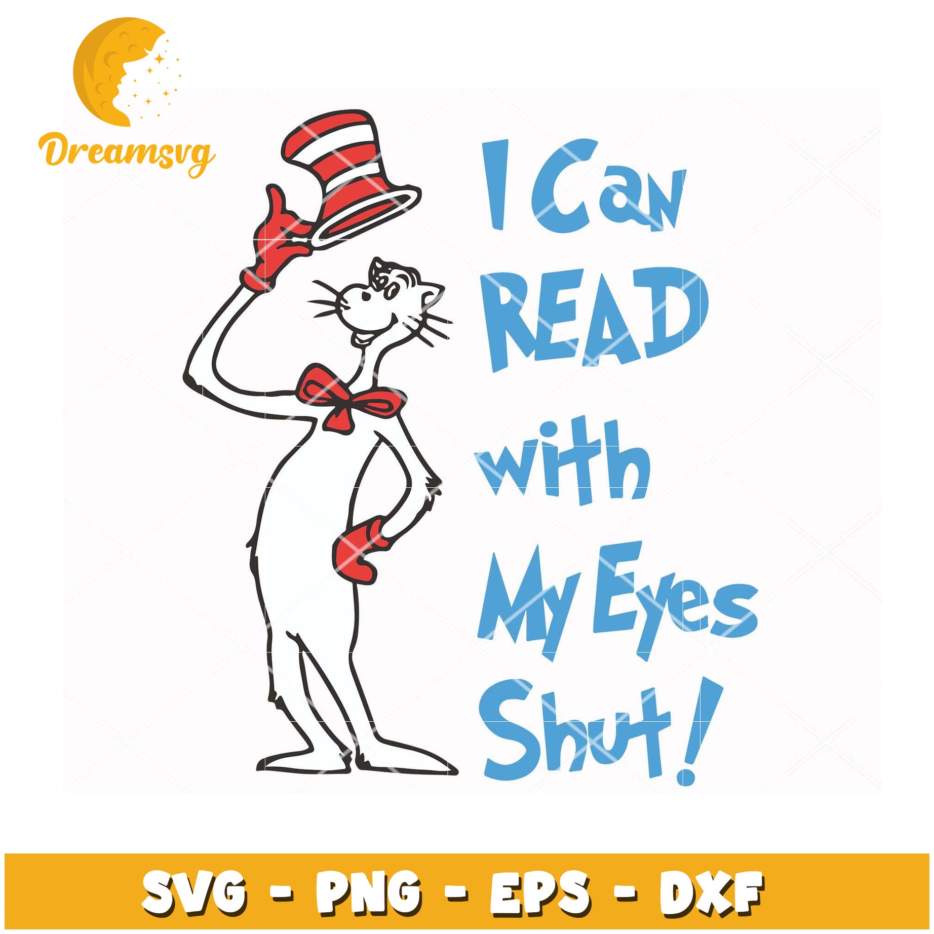 Cat in Hat SVG Read Eyes Shut