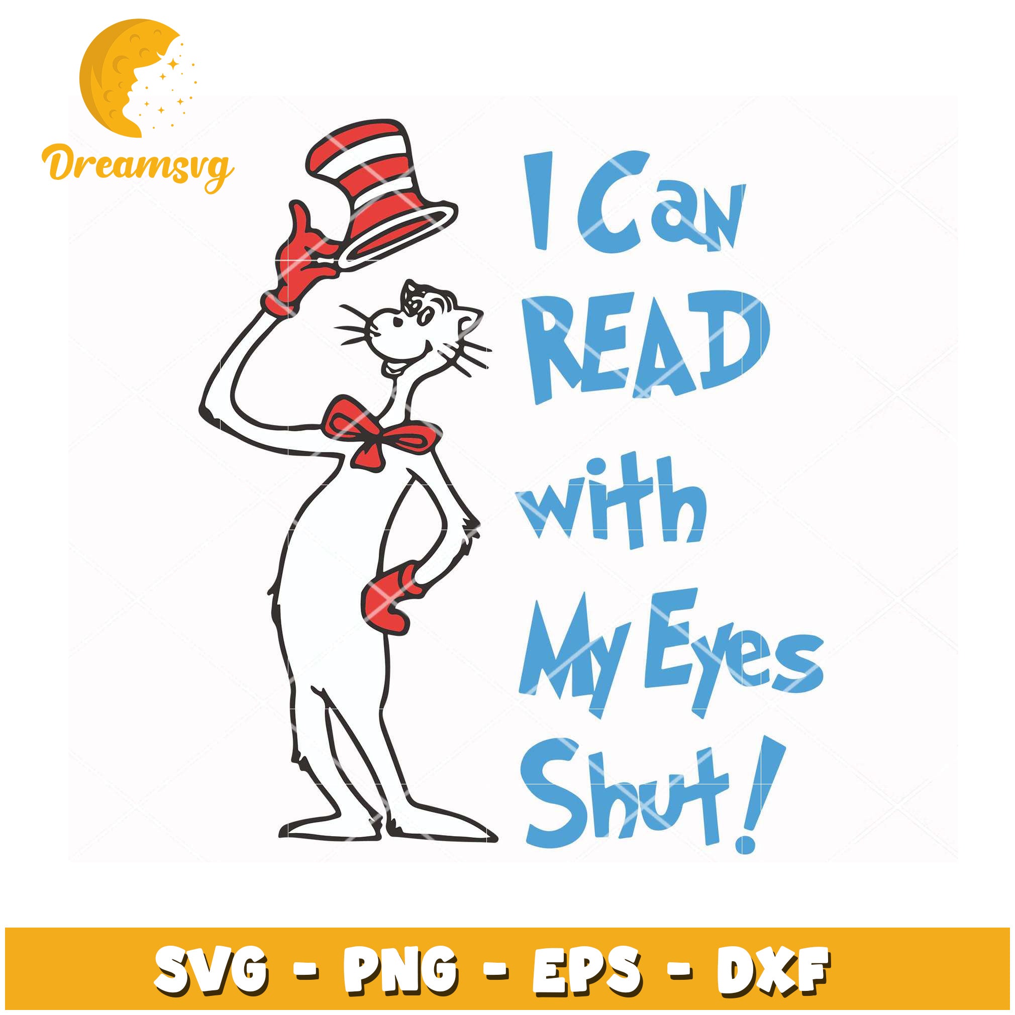 Cat in Hat SVG Read Eyes Shut