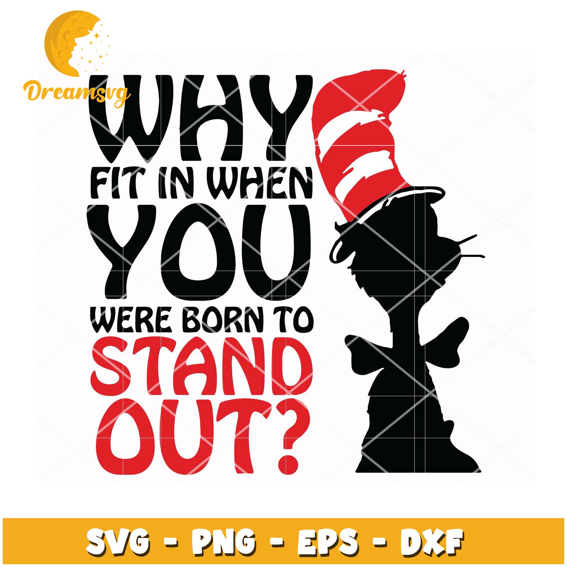 Cat in Hat Stand Out SVG Cut File