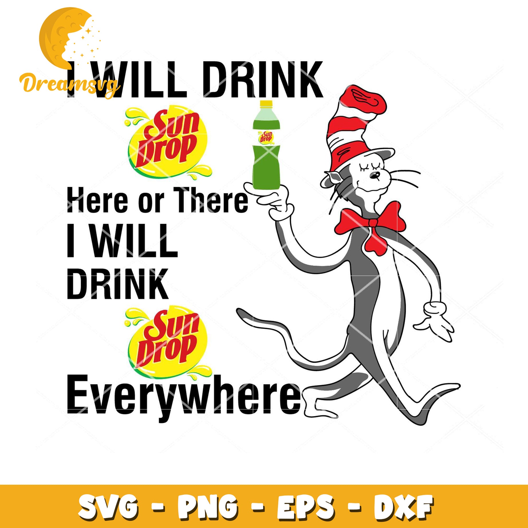 Cat in Hat Sun Drop SVG